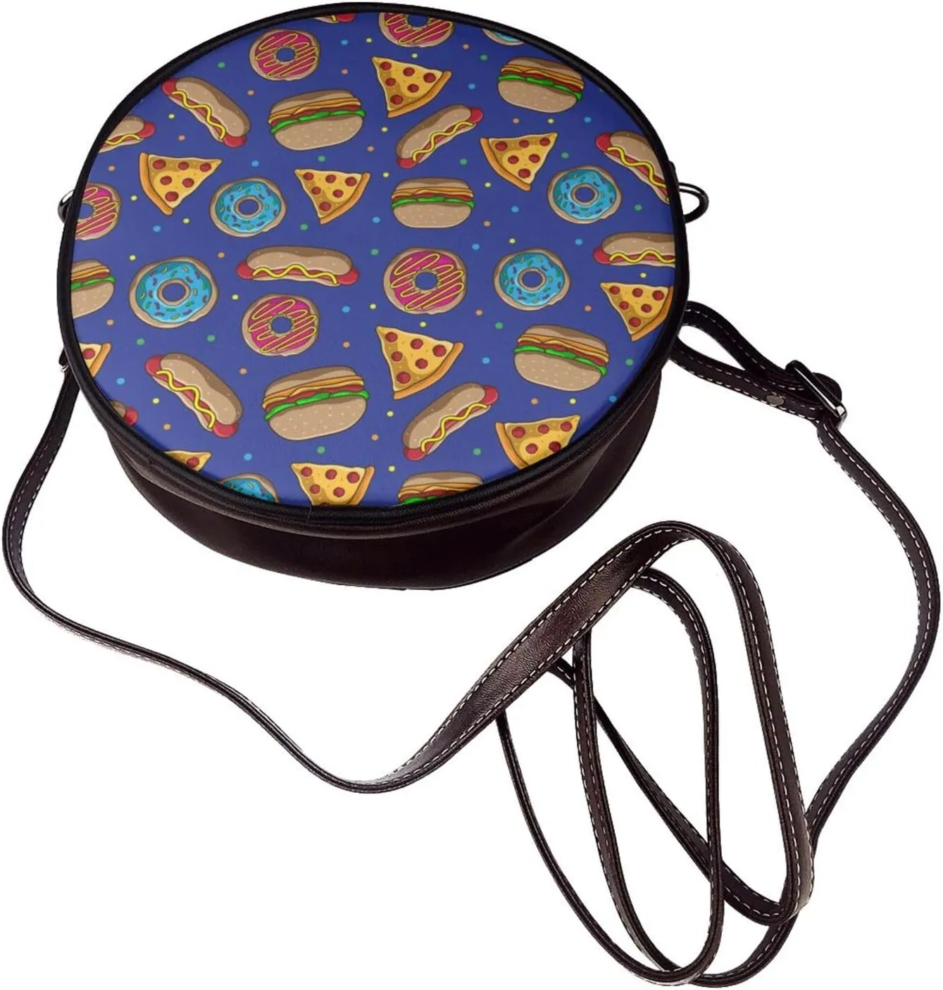 Crossbody Purse for Women, PU Leather Round Crossbody Bag, Mini Purses Handbags with Strap Zipper