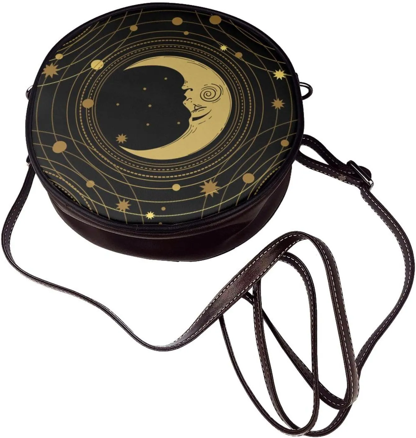 Crossbody Purse for Women, PU Leather Round Crossbody Bag, Mini Purses Handbags with Strap Zipper