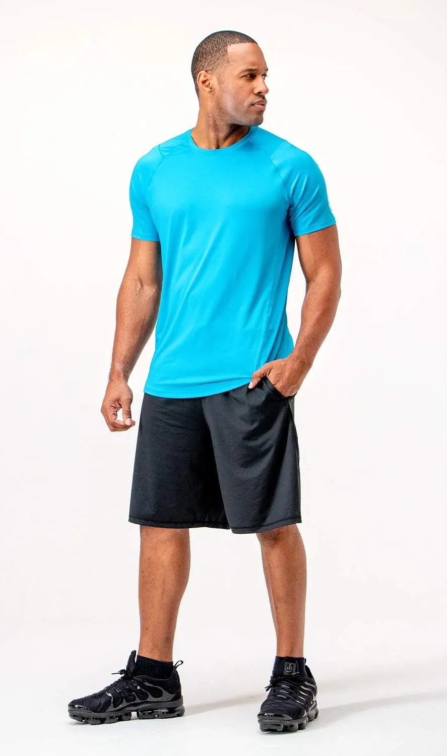 DEVOPS Men's 3-Pack Quick Dry Short Sleeve T-Shirt Sun Protection Running Athletic Workout Active Shirts