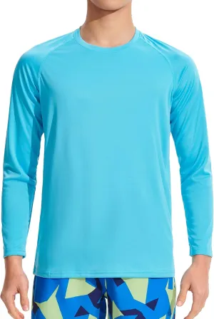 DEVOROPA Boy's UPF 50  Long Sleeve Rash Guard Swim Shirt Quick Dry Lightweight Swimsuit Youth SPF Fishing Hiking Sun Shirts
