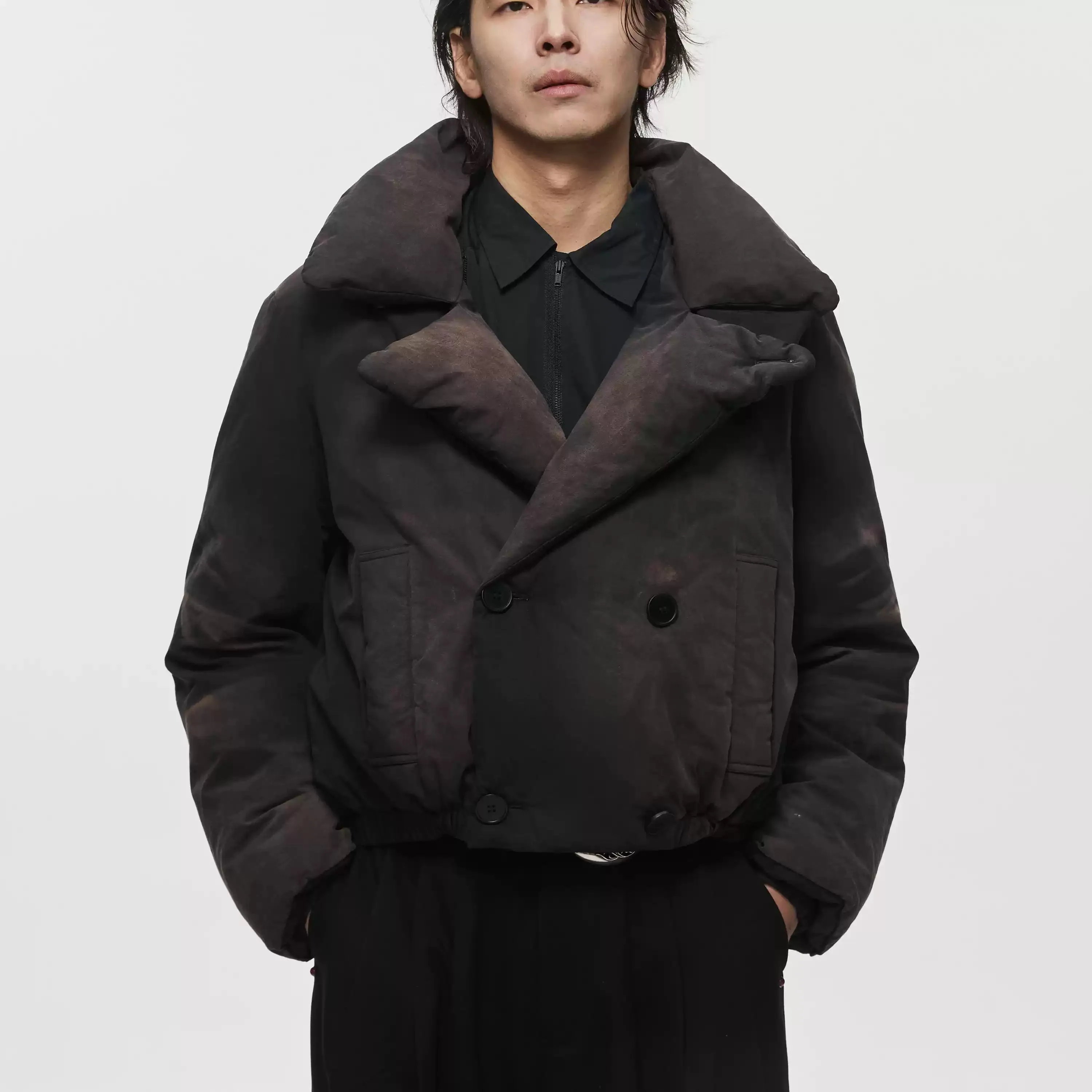 Distressed Wash Heavy-Duty Down-Filled Quilted Jacket