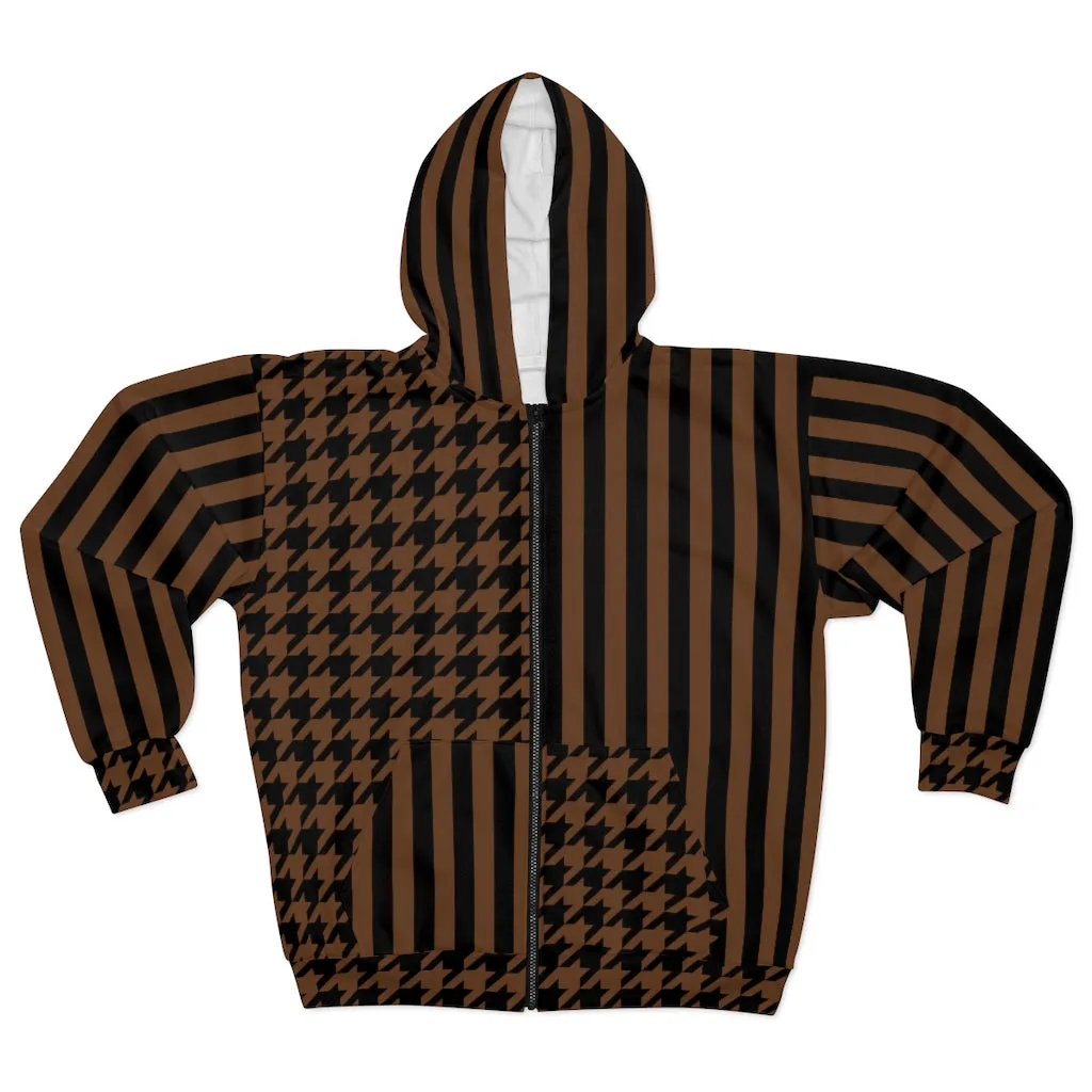 Earth Tone Vintage Mix Unisex Zip Hoodie