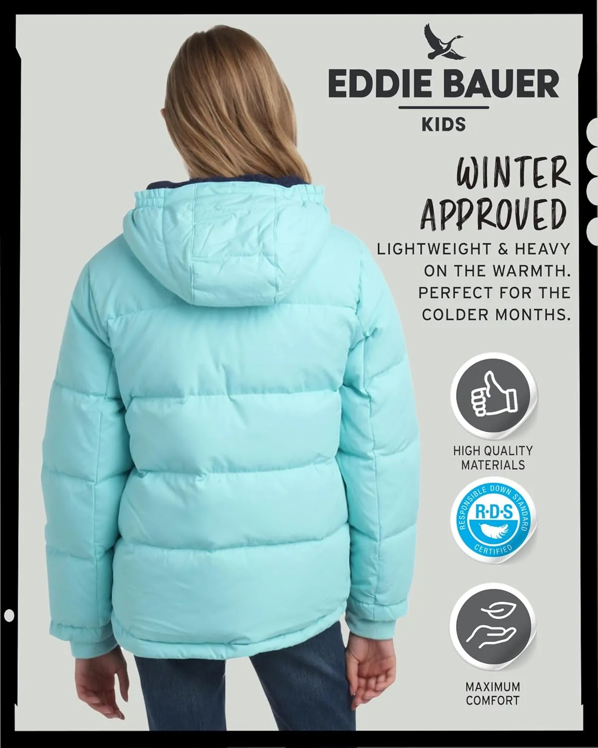Eddie Bauer Girls' Winter Jacket - Heavyweight Quilted Down Jacket - Insulated Hooded Outerwear Coat for Girls (5-20)