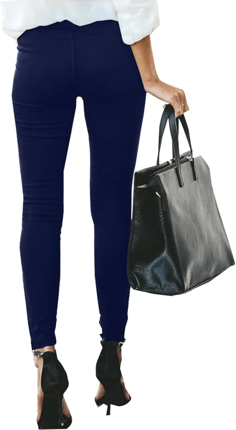eoeioa Plus Size Leggings with Pockets for Women High Waisted Stretch Skinny Zipper Cropped Pencil Pants Stripe Tights Pants