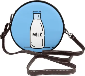 Fashion PU Leather Small Roound Crossbody Bag, Women Vintage Purse Bag Shoulder Bag