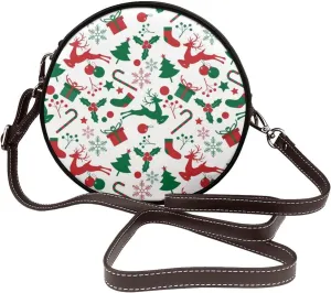 Fashion PU Leather Small Roound Crossbody Bag, Women Vintage Purse Bag Shoulder Bag