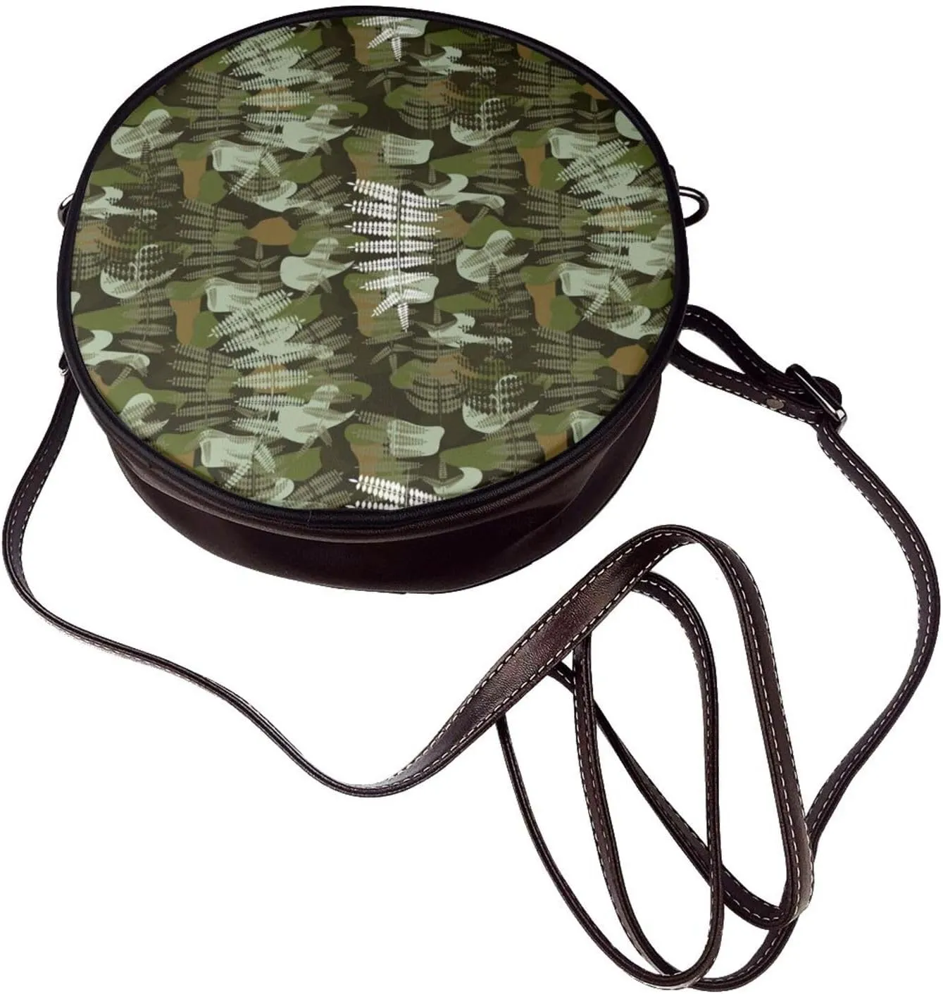 Fashion PU Leather Small Roound Crossbody Bag, Women Vintage Purse Bag Shoulder Bag
