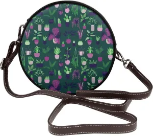 Fashion PU Leather Small Roound Crossbody Bag, Women Vintage Purse Bag Shoulder Bag