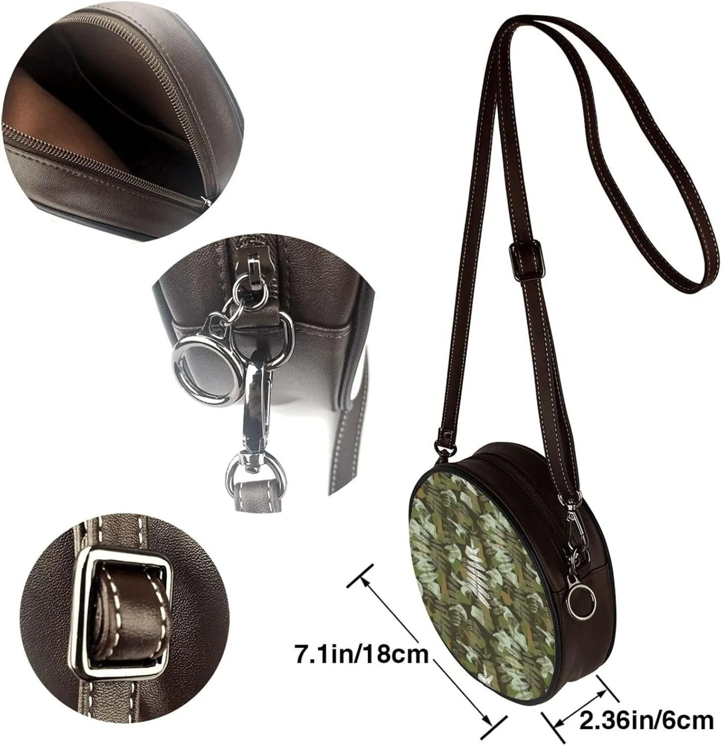 Fashion PU Leather Small Roound Crossbody Bag, Women Vintage Purse Bag Shoulder Bag