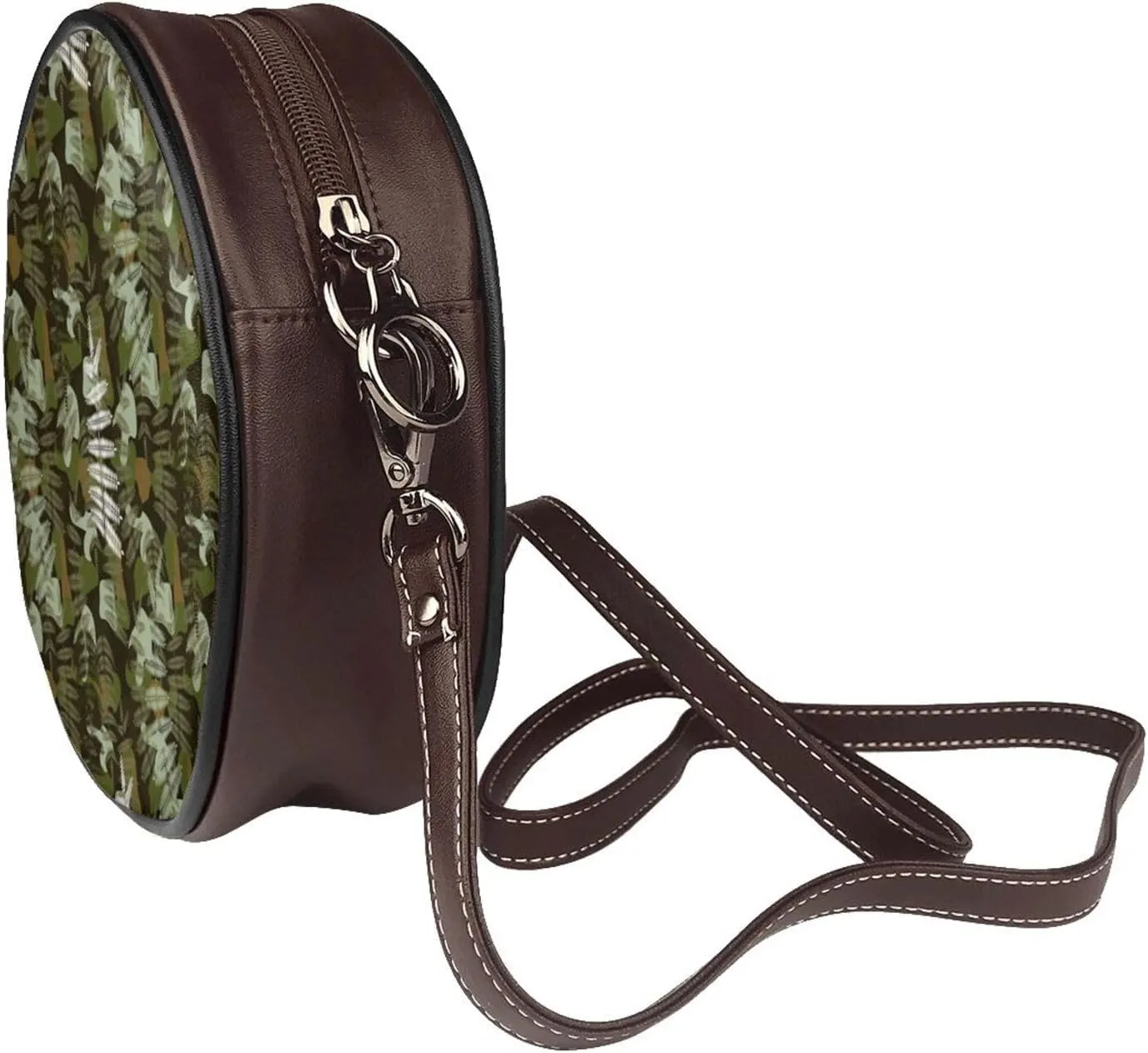 Fashion PU Leather Small Roound Crossbody Bag, Women Vintage Purse Bag Shoulder Bag