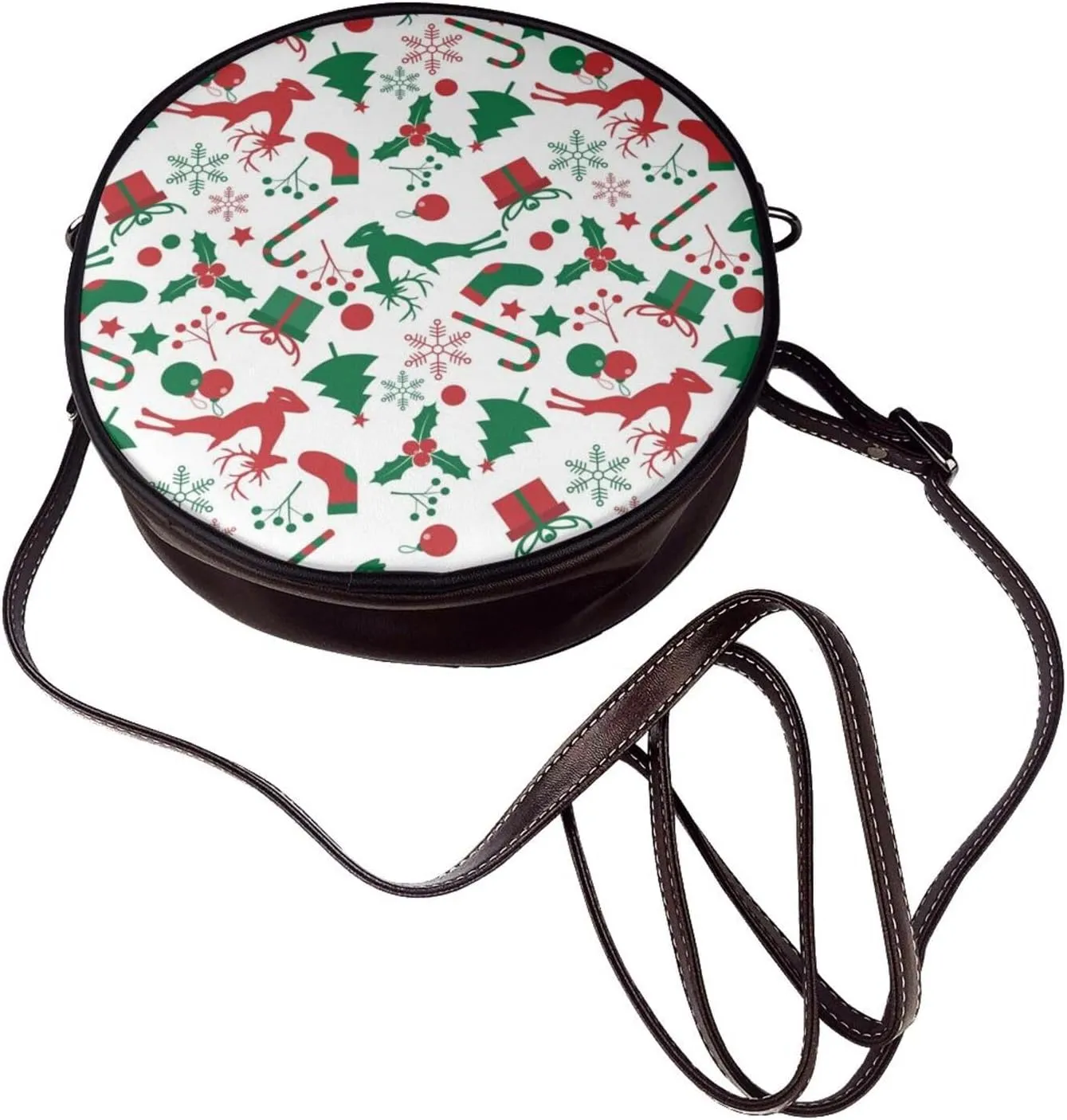 Fashion PU Leather Small Roound Crossbody Bag, Women Vintage Purse Bag Shoulder Bag