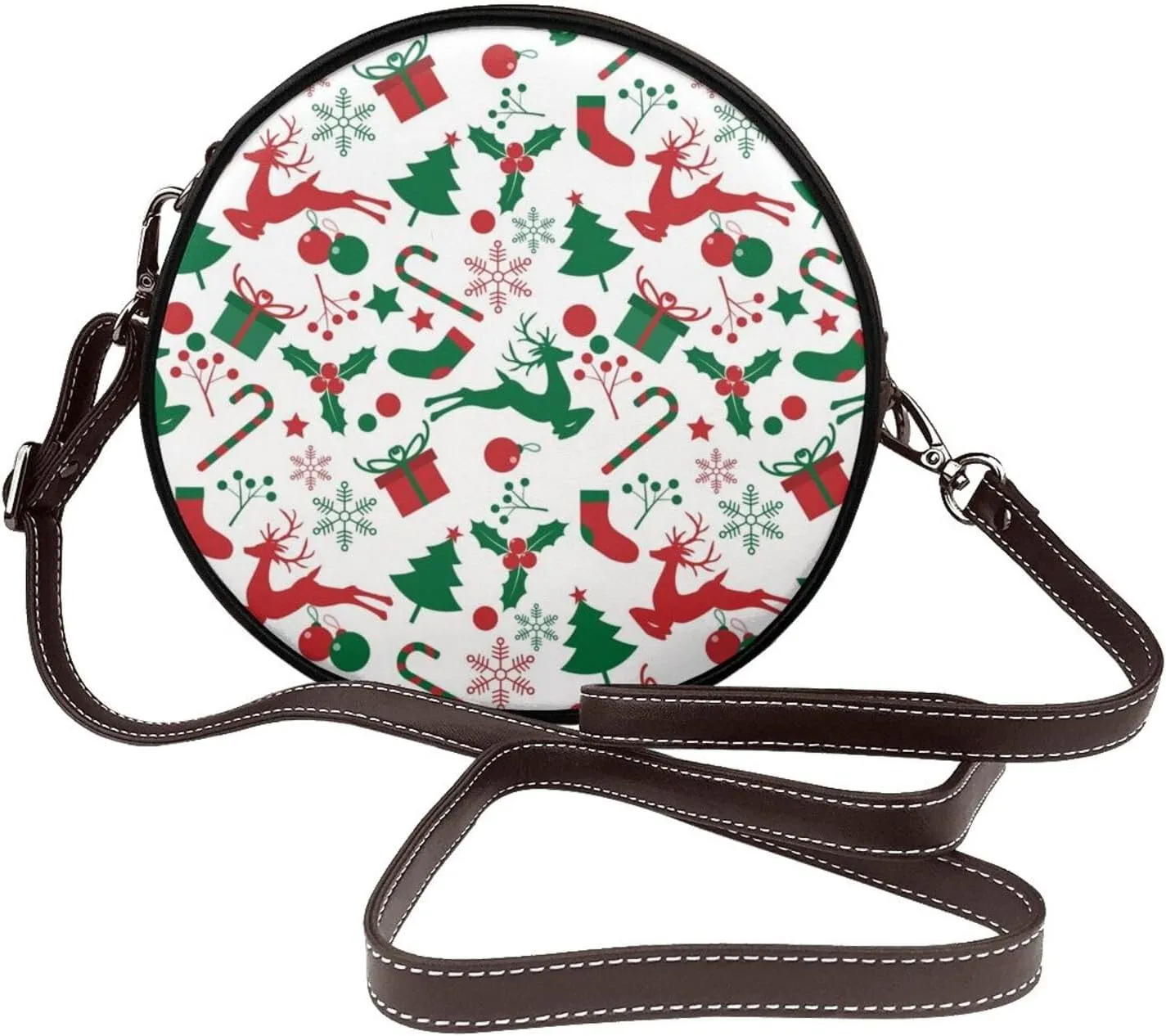 Fashion PU Leather Small Roound Crossbody Bag, Women Vintage Purse Bag Shoulder Bag