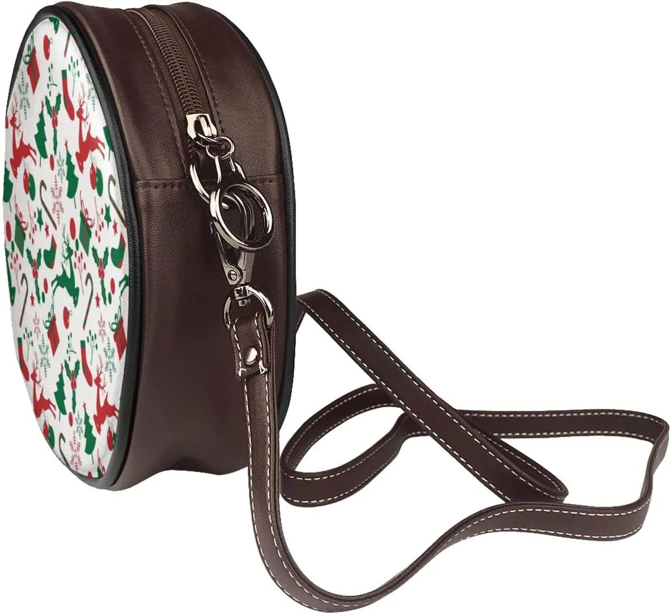 Fashion PU Leather Small Roound Crossbody Bag, Women Vintage Purse Bag Shoulder Bag