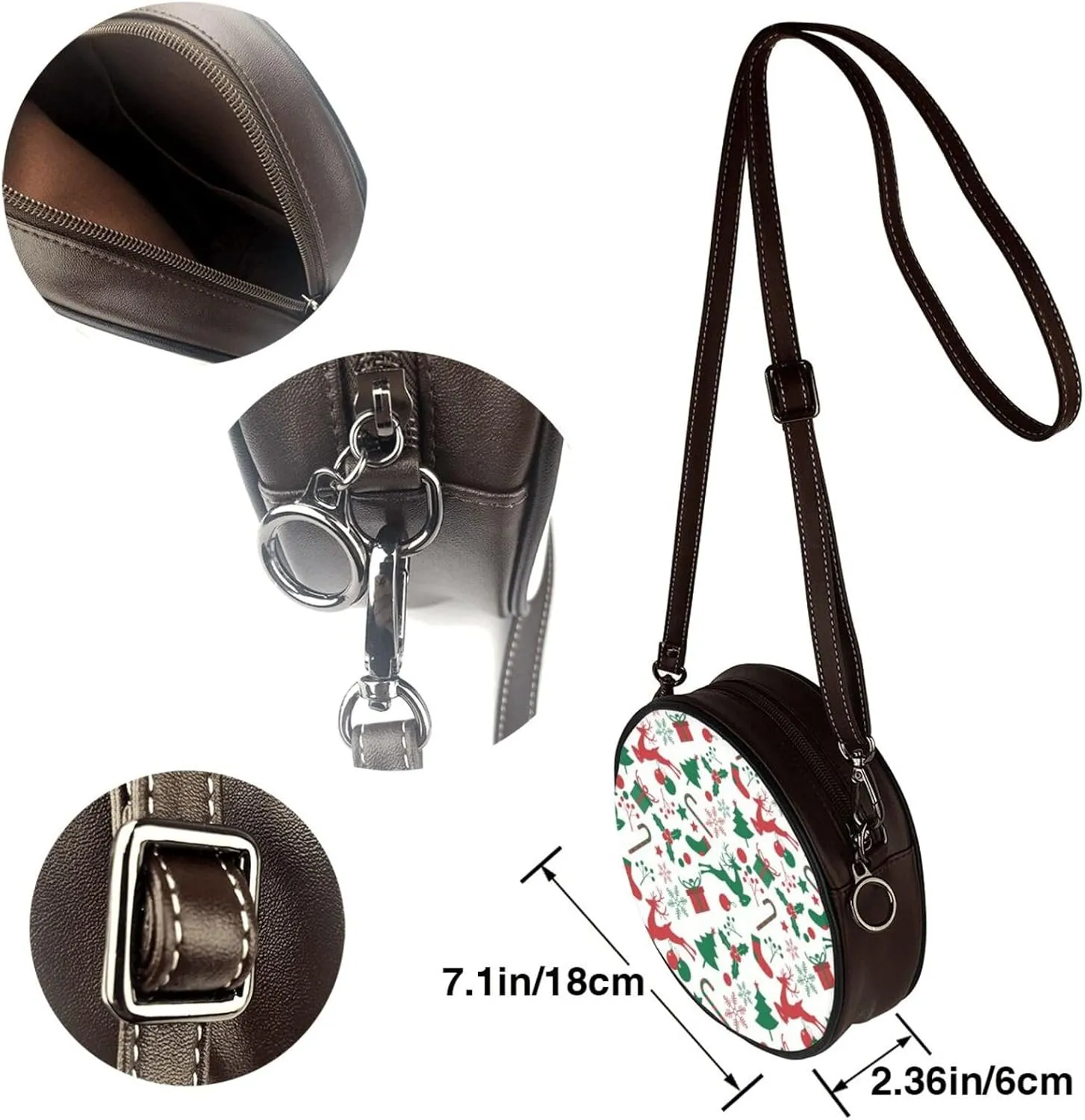 Fashion PU Leather Small Roound Crossbody Bag, Women Vintage Purse Bag Shoulder Bag