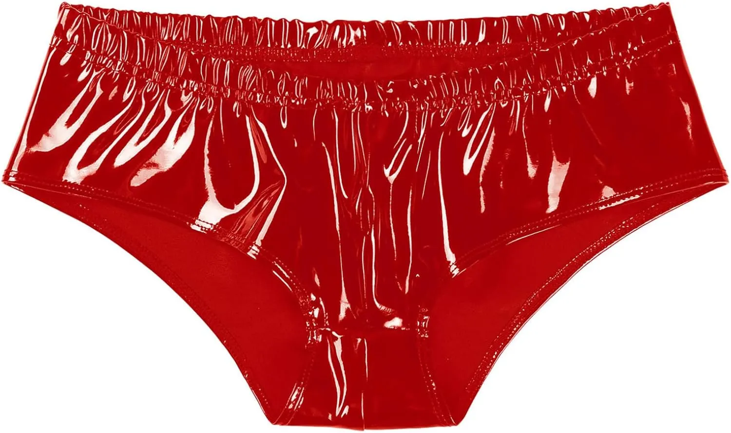 FEESHOW Men Sexy U-convex Underwear Low Waist Sexy Stage Dance PU Leather Bikini Briefs Panties