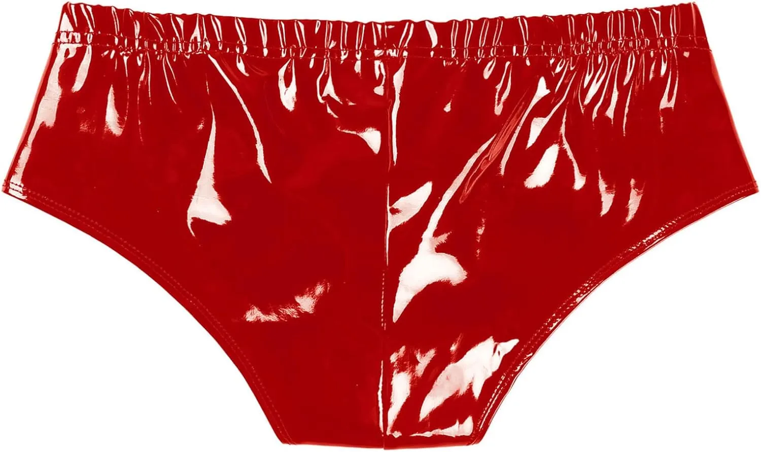 FEESHOW Men Sexy U-convex Underwear Low Waist Sexy Stage Dance PU Leather Bikini Briefs Panties