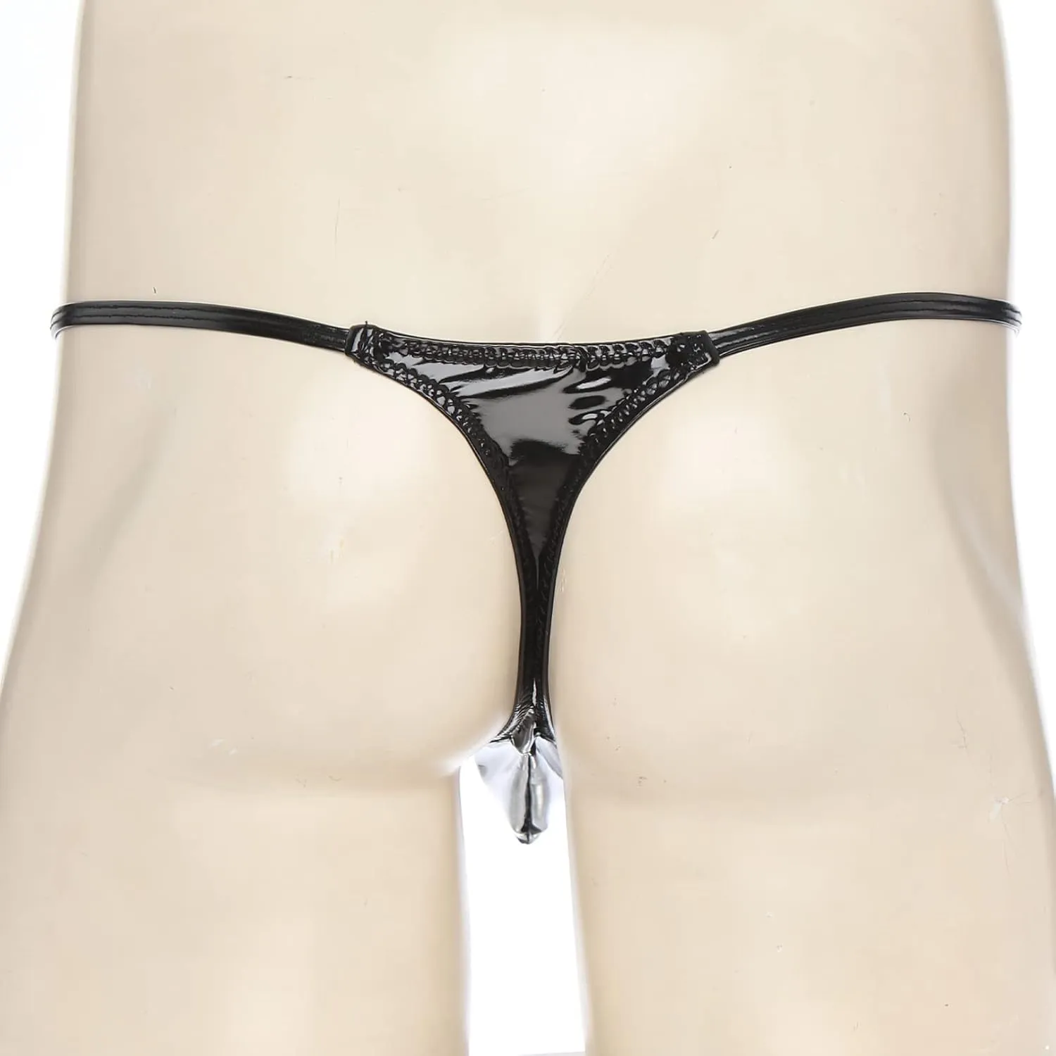 FEESHOW Sexy Men's Faux Leather Underwear G-String Lingerie Boxer Briefs Open Butt Bikini Thongs