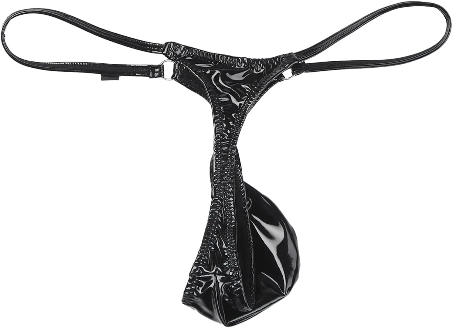 FEESHOW Sexy Men's Faux Leather Underwear G-String Lingerie Boxer Briefs Open Butt Bikini Thongs