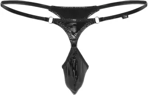 FEESHOW Sexy Men's Faux Leather Underwear G-String Lingerie Boxer Briefs Open Butt Bikini Thongs