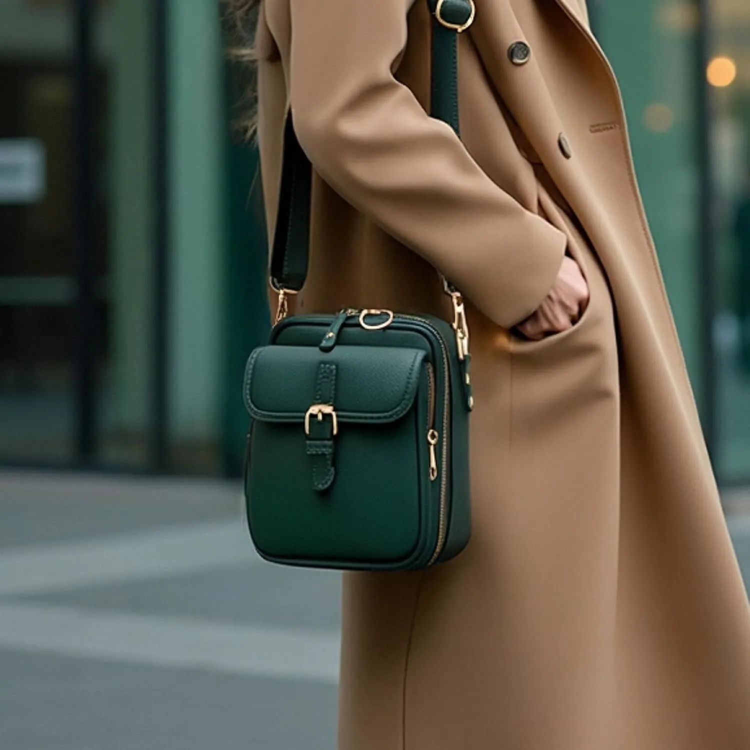 Forcipower Crossbody Leather Bag with 10 Card Slots, Zealburst Mini Messenger Shoulder Handbag, 2025 New Vintage Wallet