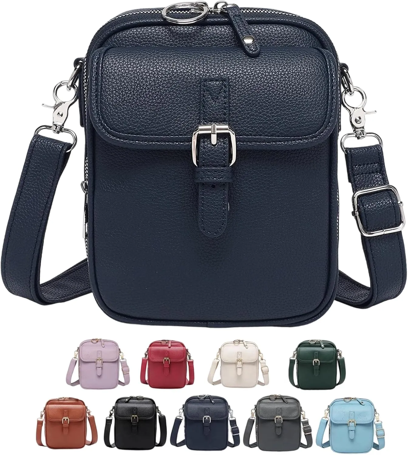 Forcipower Crossbody Leather Bag with 10 Card Slots, Zealburst Mini Messenger Shoulder Handbag, 2025 New Vintage Wallet