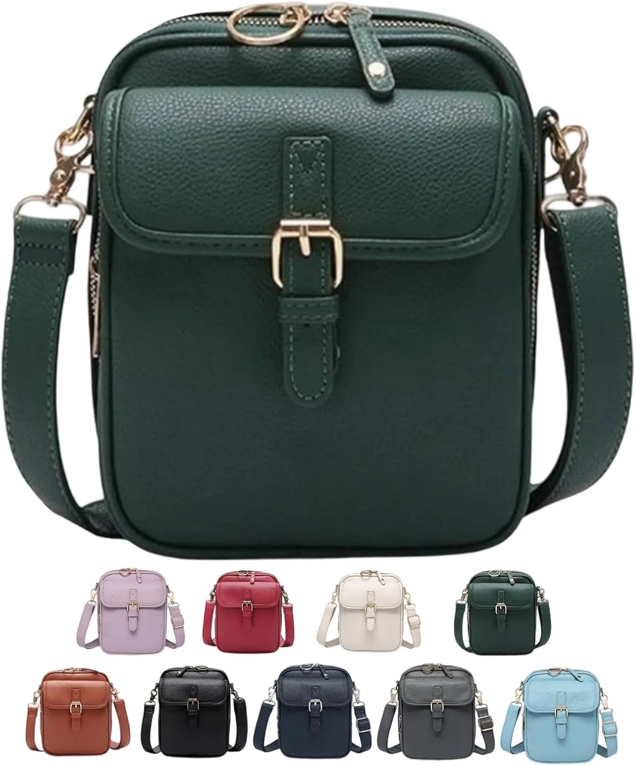 Forcipower Crossbody Leather Bag with 10 Card Slots, Zealburst Mini Messenger Shoulder Handbag, 2025 New Vintage Wallet