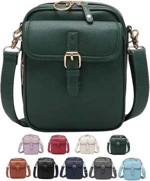 Forcipower Crossbody Leather Bag with 10 Card Slots, Zealburst Mini Messenger Shoulder Handbag, 2025 New Vintage Wallet