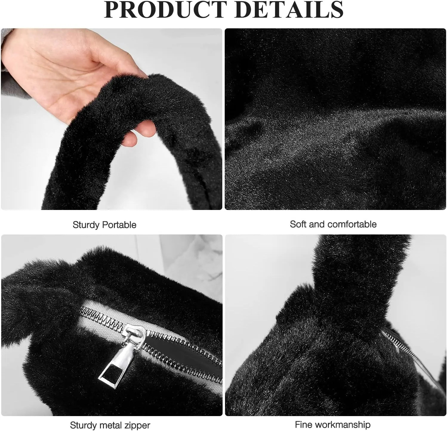 Fuzzy Tote Bag Y2K Fluffy Shoulder Bag Women Furry Purse Large Cute Plush Bag Ladies Faux Fur Bag for Autumn and Winter