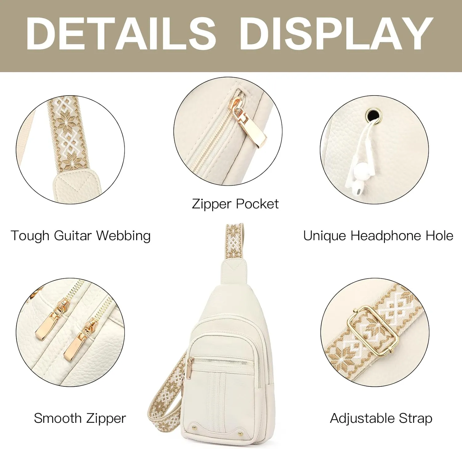 GAEKEAO Sling Bag for Women Crossbody Bags Fanny Pack Vegan Leather Chest Bag Travel Shoulder Belt Purse Backpack Gifts