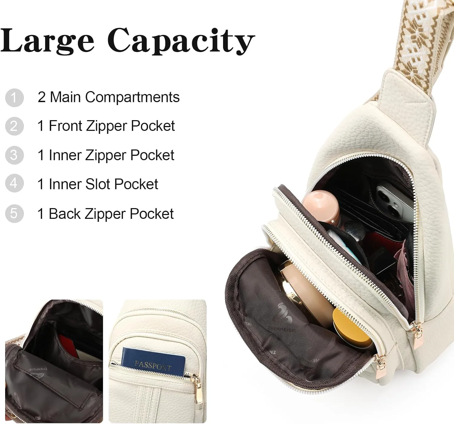 GAEKEAO Sling Bag for Women Crossbody Bags Fanny Pack Vegan Leather Chest Bag Travel Shoulder Belt Purse Backpack Gifts