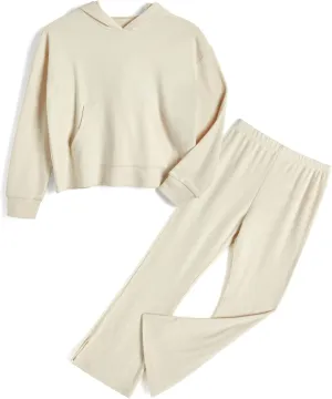 Girls' Clothing Sets 2 Piece Hoodie Long Sleeve Shirts Bell Bottom Cute 2025 Spring Outfits Sweatsuits