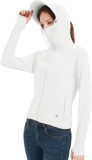 Guooolex Womens UPF 50  Sun Protection Hoodie Jacket Lightweight Quick Dry Active UV Shirts with Zipper Pockets
