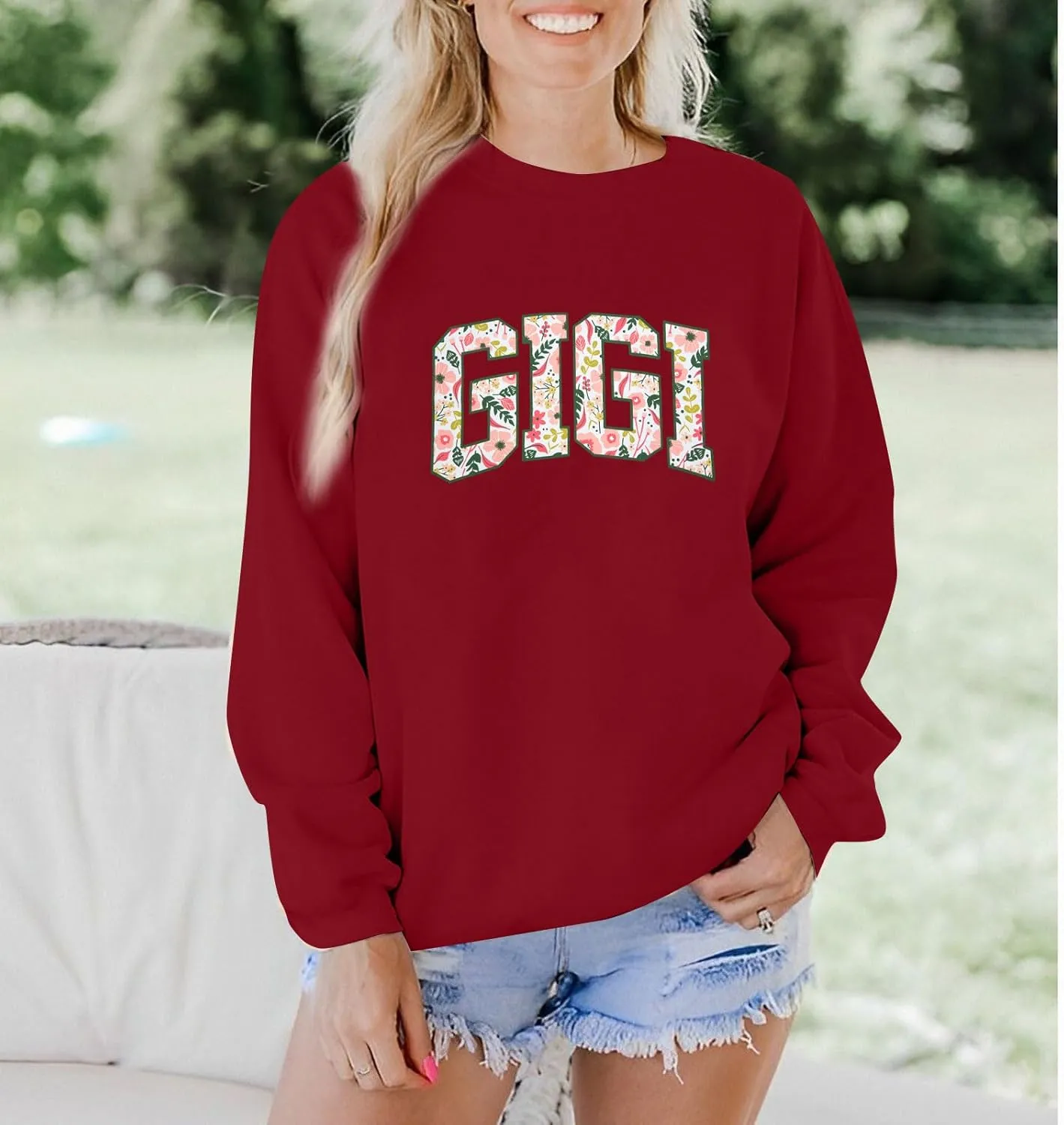 HEBBE Gigi Sweatshirts for Women Grandma Sweatshirt Gifts for Grandmother Nana Letters Print Shirt Pullover Top