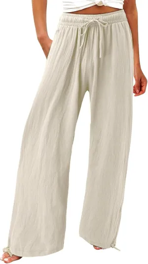High Waisted Palazzo Pants for Women, Wide Leg Trousers Women, Casual Boho Pants with Pockets for Work or Lounge