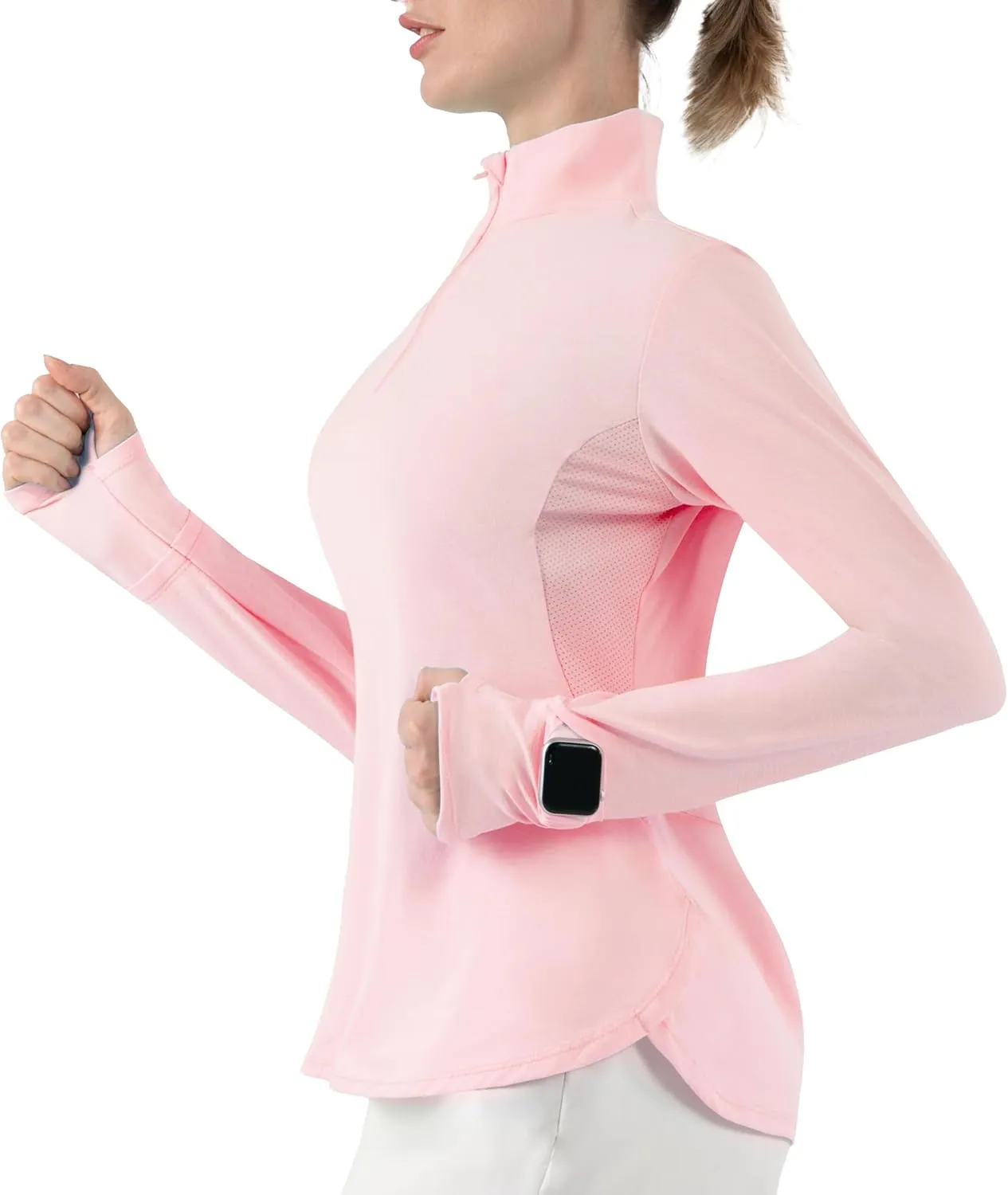 Hiverlay Women's Quick Dry Shirts Long Sleeve for Running Hiking Workout UPF50  Lightweight Pullover Top with Pocket