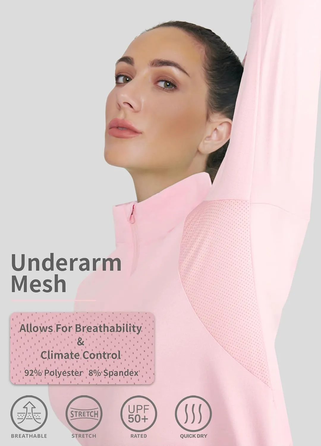 Hiverlay Women's Quick Dry Shirts Long Sleeve for Running Hiking Workout UPF50  Lightweight Pullover Top with Pocket