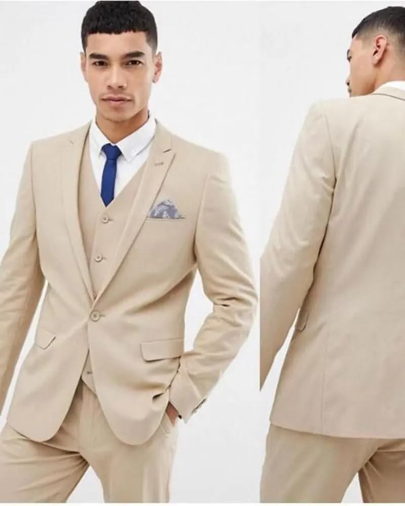 HUUTOE Men's 3 Piece Suits Slim Fit Wedding Suits for Men Prom Dress Suit Summer Blazer Jacket Vest Pants Tuxedo Set Men