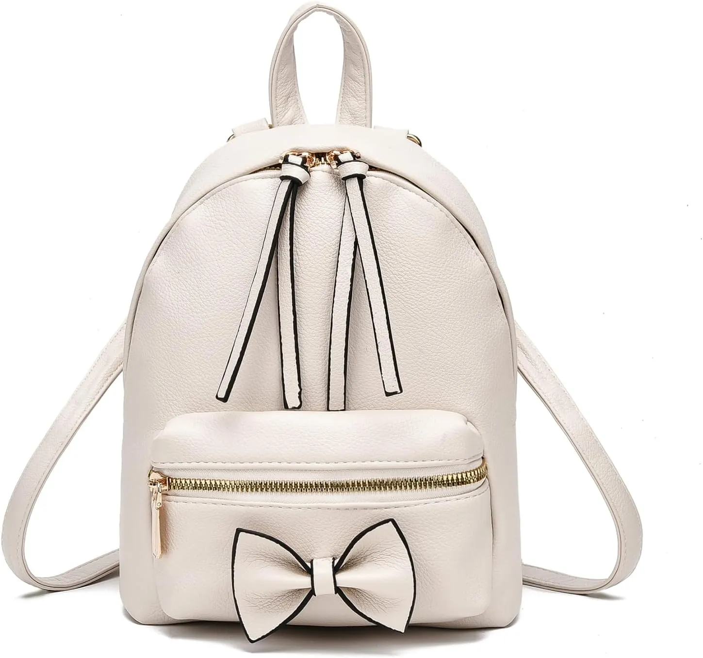 I IHAYNER Bowknot Mini Backpack Purse with Tassels Cute Small Backpack for Women Leather Little Bag Shoulder Bag for Ladies Beige
