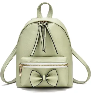 I IHAYNER Bowknot Mini Backpack Purse with Tassels Cute Small Backpack for Women Leather Little Bag Shoulder Bag for Ladies Light Green