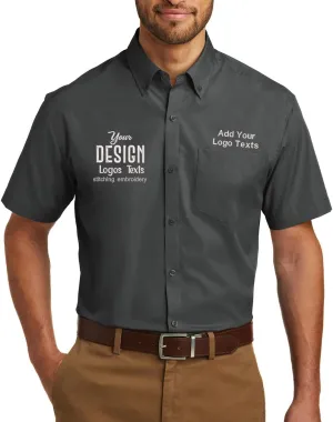 INK STITCH Men W101 Custom Embroidery Logo Texts Care Free Poplin Short Sleeve Shirts