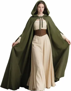 Joukavor Renaissance Cloak with Hood Women Medieval Hooded Cape with Arm Holes for Halloween