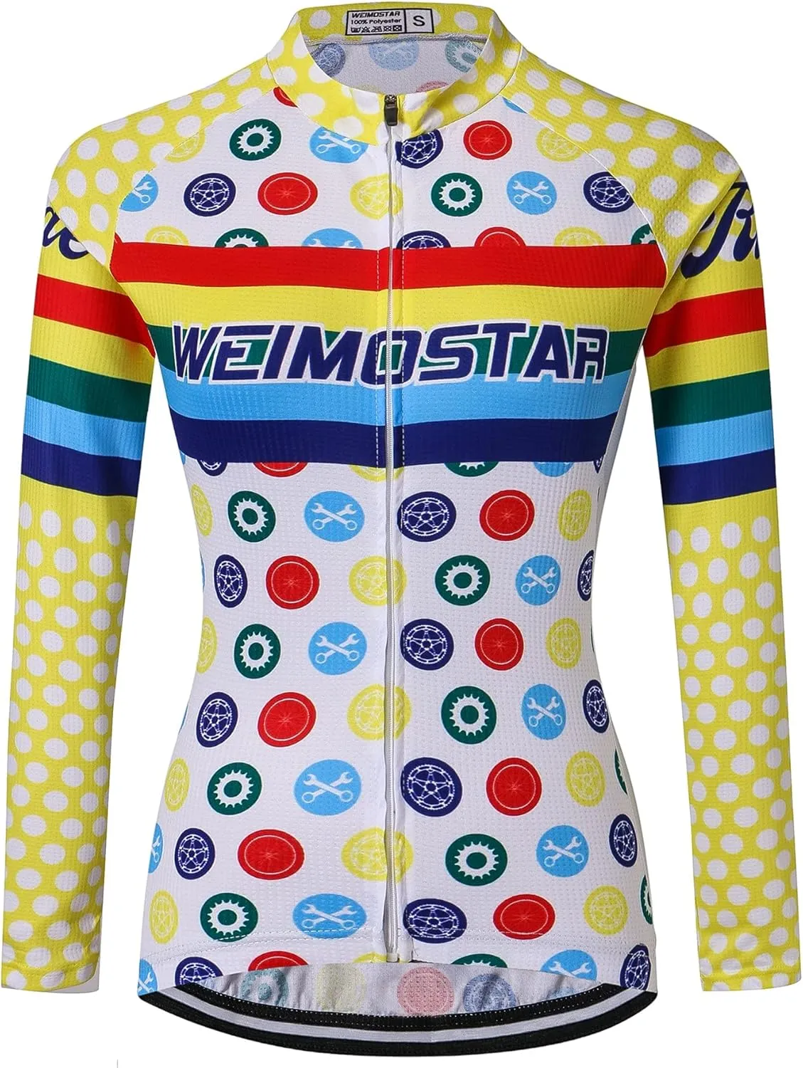 JPOJPO Cycling Jersey Women's Long Sleeve Bike Shirts Bicycle Jacket with 3-Pockets Quick Dry Tops