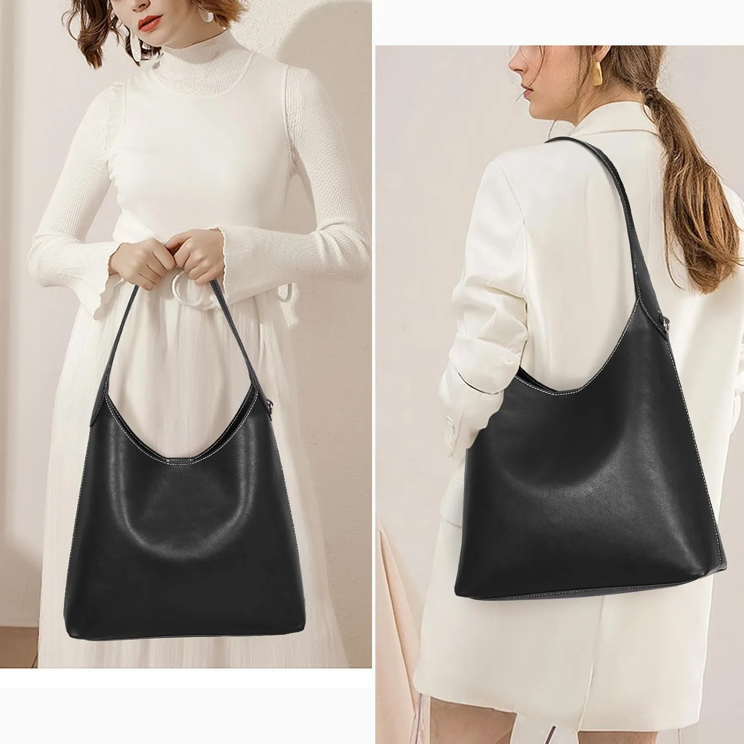 JQWYGB Hobo Bags Slouchy Tote Bag for Women Vegan Leather Shoulder Work Bag Designer Handbag Trendy Slouch Purse