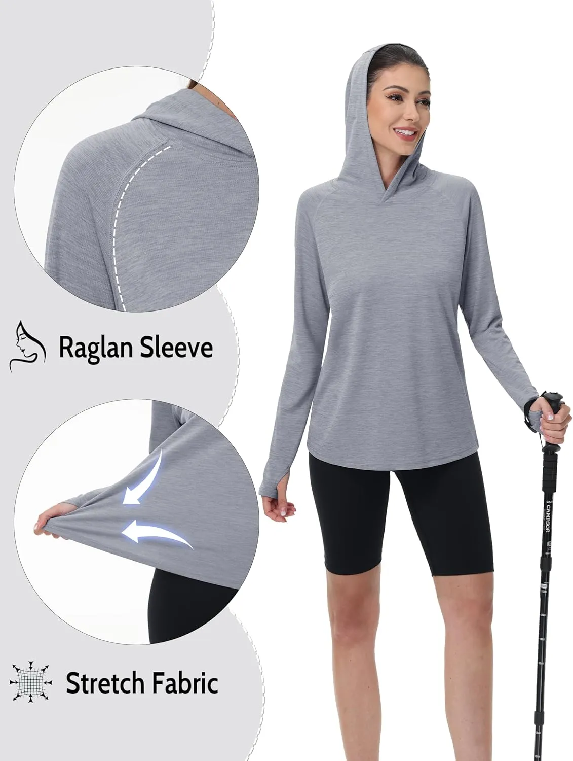 KEFITEVD Womens UPF 50  Sun Protection Hoodies UV Long Sleeve Shirts Lightweight Quick Dry Tops Hiking Fishing