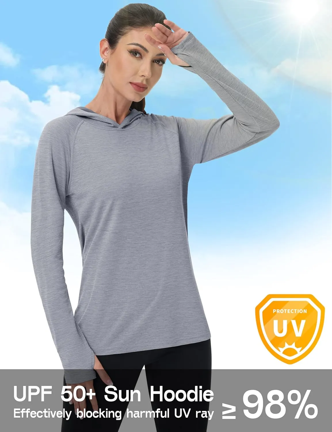 KEFITEVD Womens UPF 50  Sun Protection Hoodies UV Long Sleeve Shirts Lightweight Quick Dry Tops Hiking Fishing
