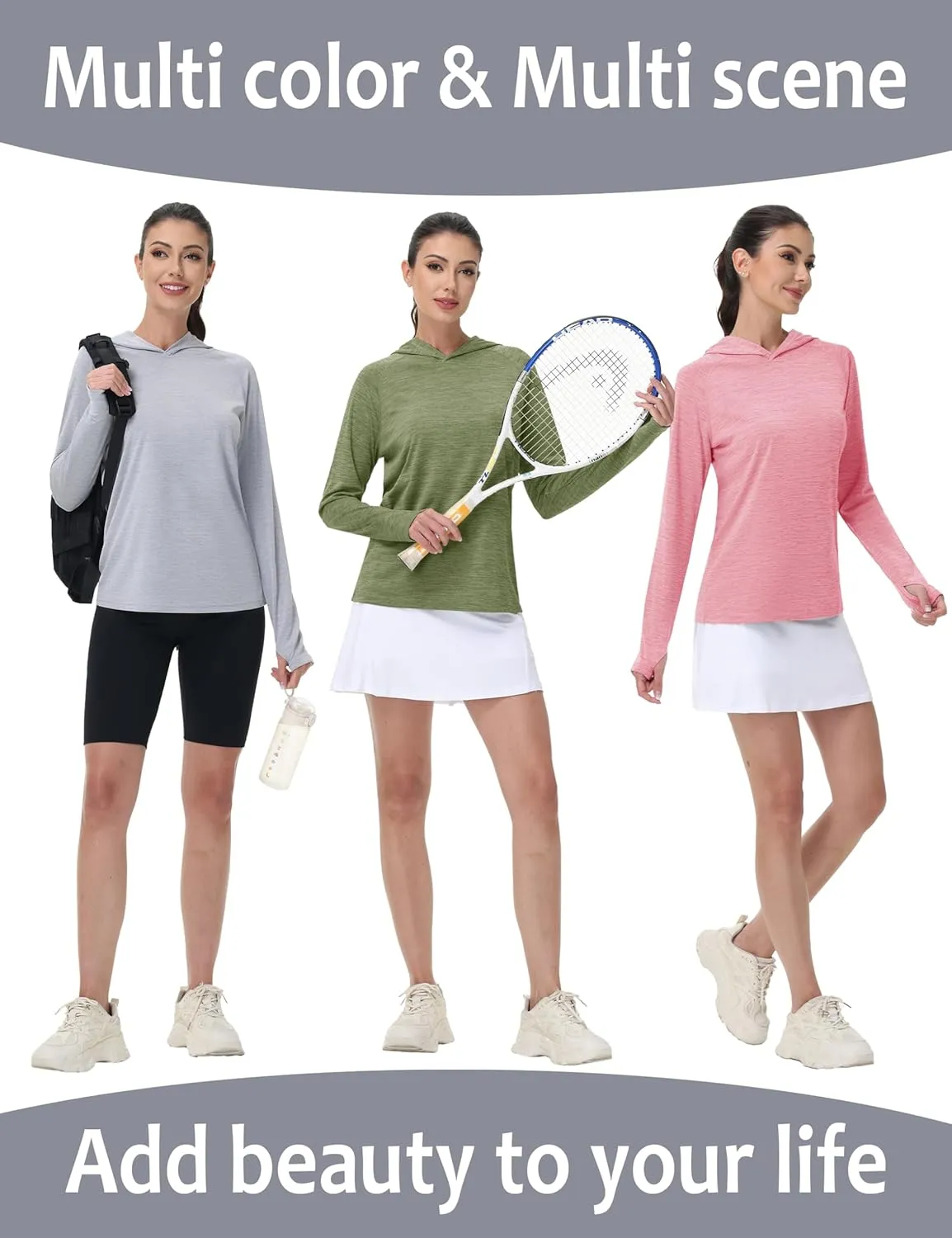 KEFITEVD Womens UPF 50  Sun Protection Hoodies UV Long Sleeve Shirts Lightweight Quick Dry Tops Hiking Fishing