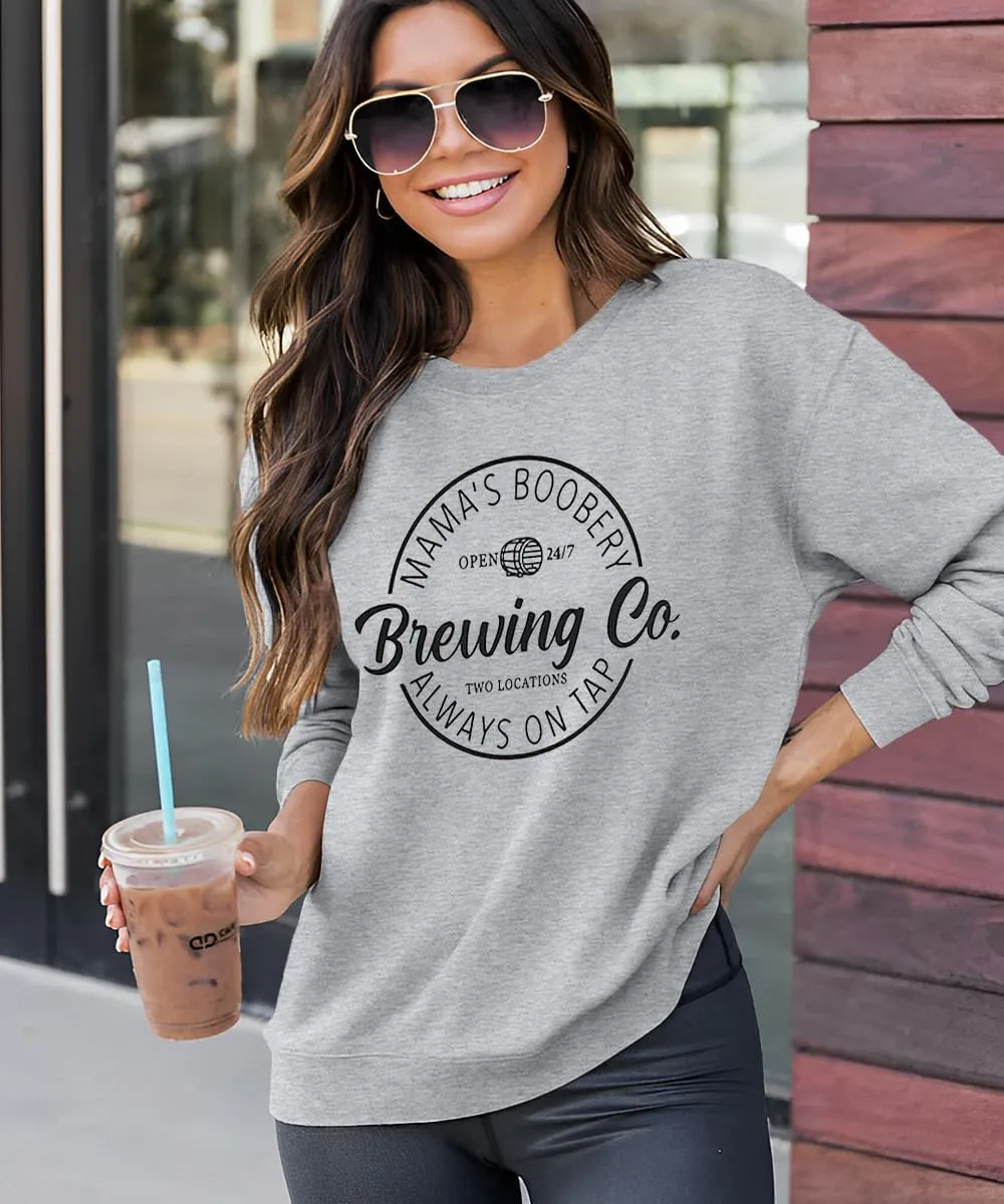 KEKEMI Women Mama's Boobery Sweatshirt MAMA Breastfeeding Shirt Mom Nursing Long Sleeve Shirts Crewneck Pullover Tops Clothes