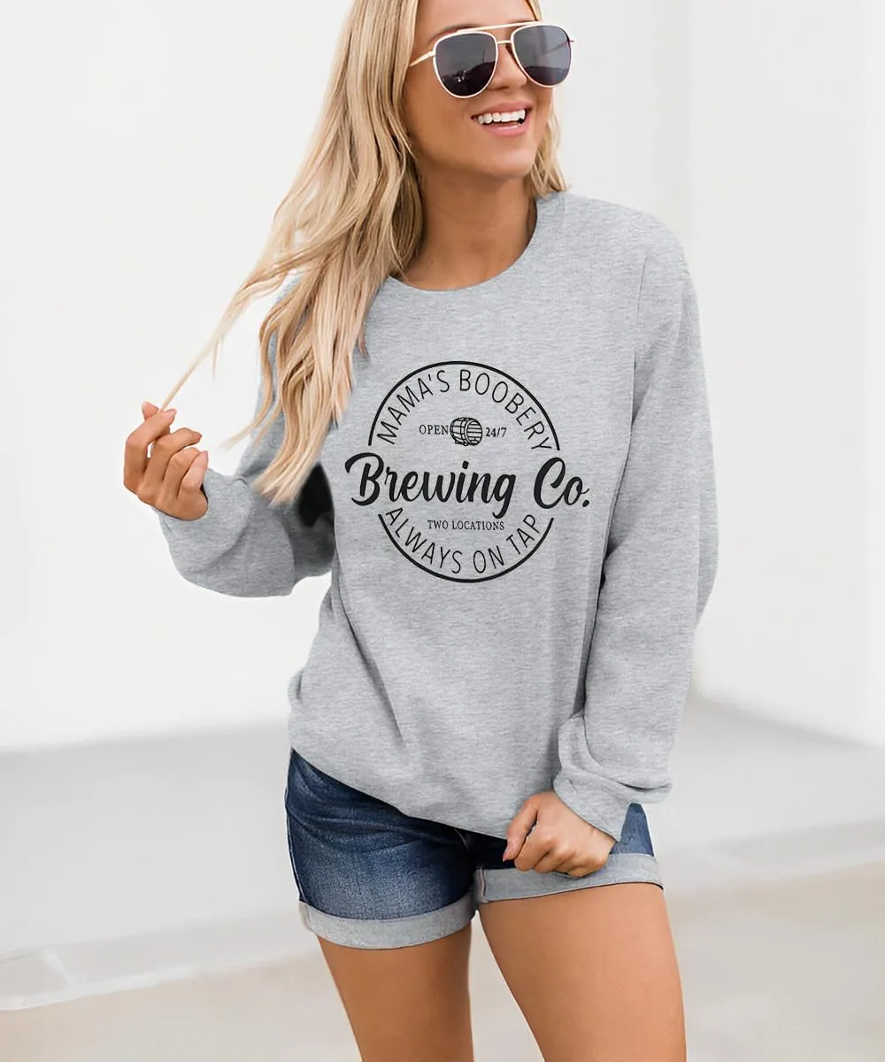 KEKEMI Women Mama's Boobery Sweatshirt MAMA Breastfeeding Shirt Mom Nursing Long Sleeve Shirts Crewneck Pullover Tops Clothes