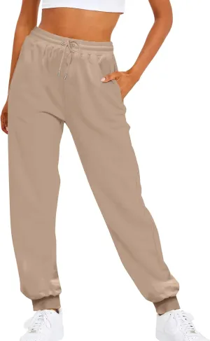 Ladies Solid Color Drawstring Elastic Waist Casual Loose Foot Fleece Sweatpants Pant Suits for Women Plaid Pants Casual