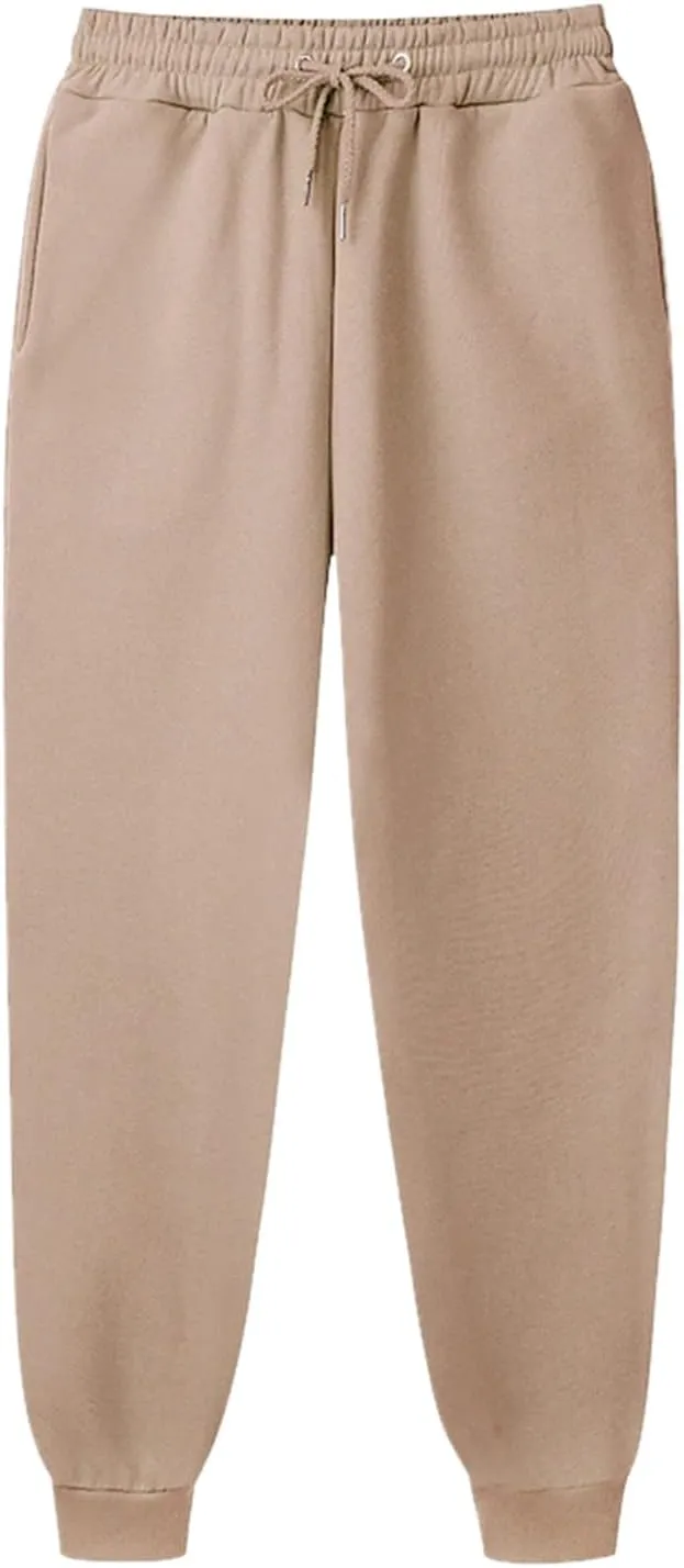 Ladies Solid Color Drawstring Elastic Waist Casual Loose Foot Fleece Sweatpants Pant Suits for Women Plaid Pants Casual
